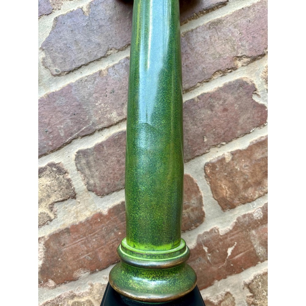 Vintage 1960s MCM Hollywood Regency Iron & Brass Faux Marble Candlestick Holder. - Picture 10 of 11